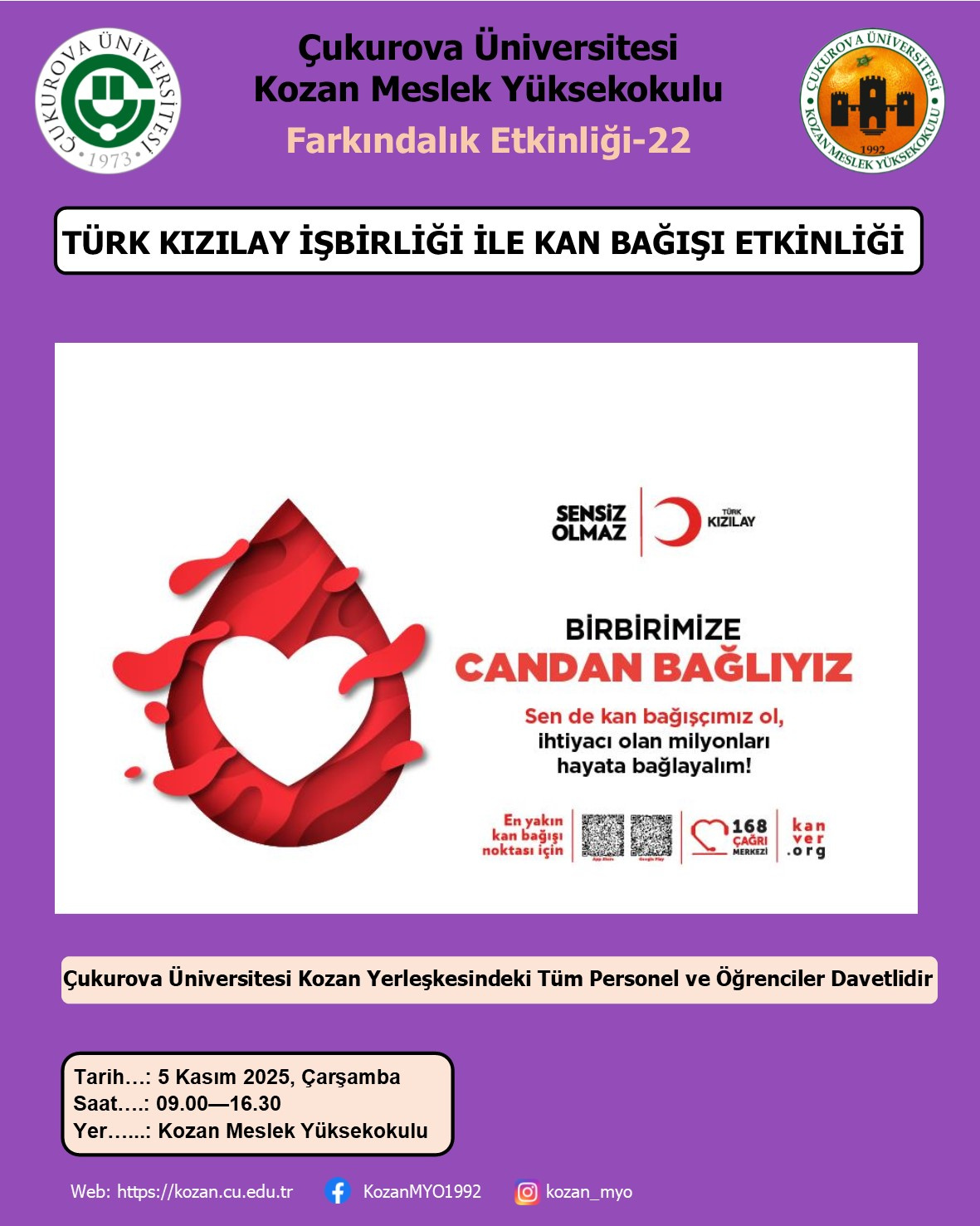 Kan Bağışı Etkinliği 5 Kasım’da Yüksekokulumuzda Yapılacaktır