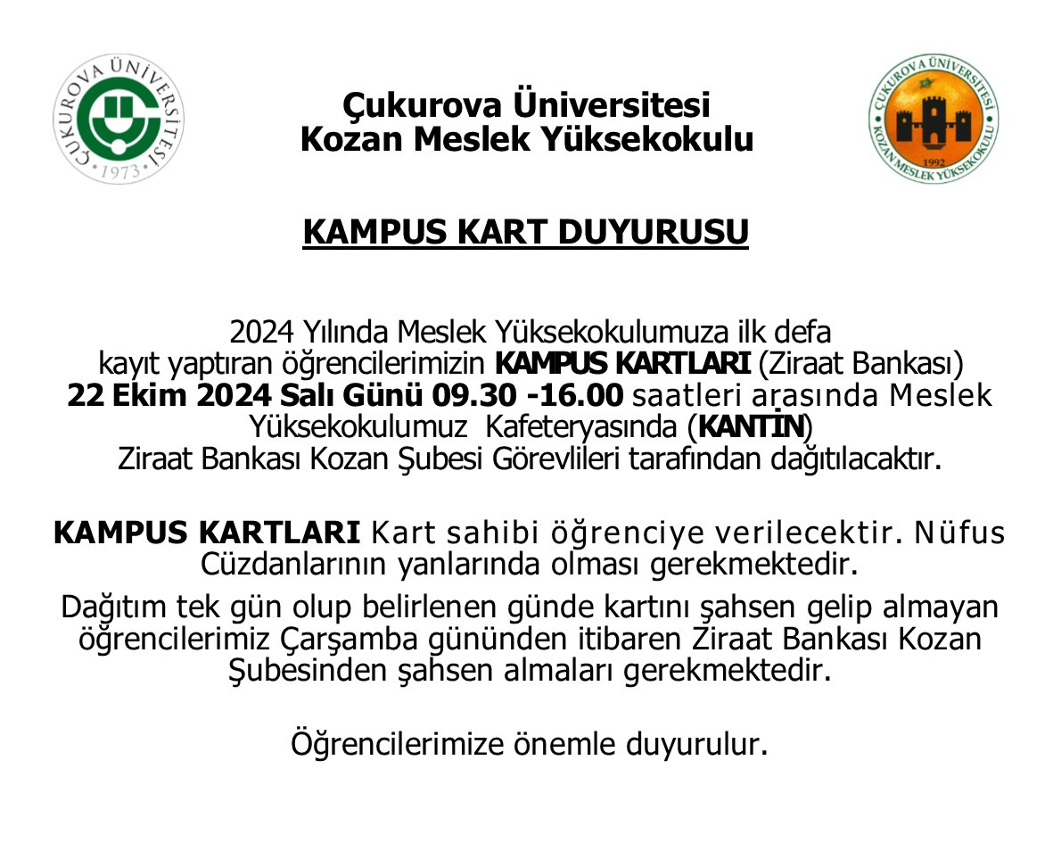 KAMPUS KART DUYURUSU