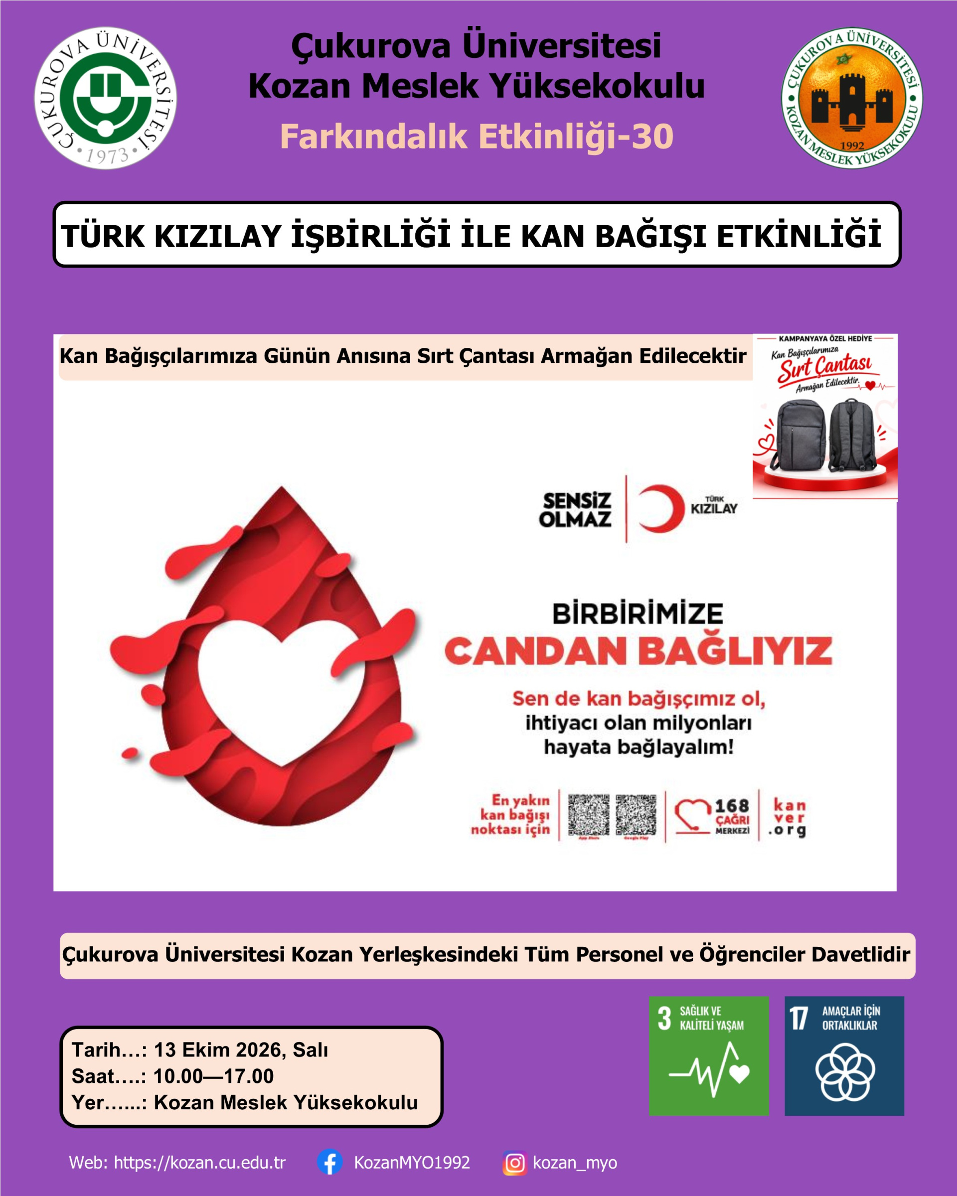 Kan Bağışı Etkinliği 13 Ekim’de Meslek Yüksekokulumuzda Yapılacaktır