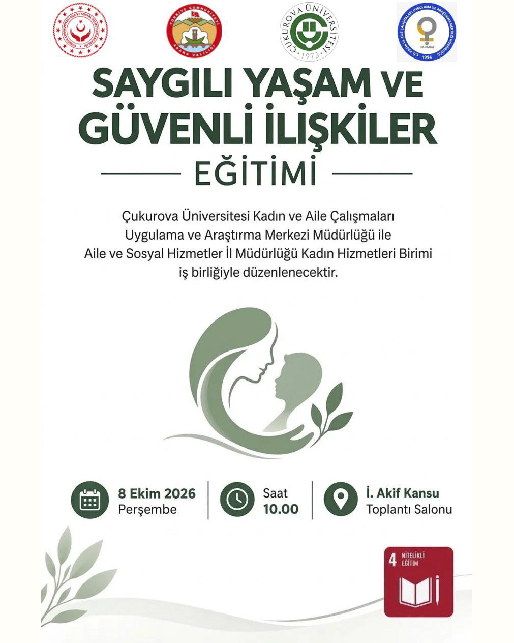 Saygılı Yaşam ve Güvenli İlişkiler Eğitim Semineri Duyurusu